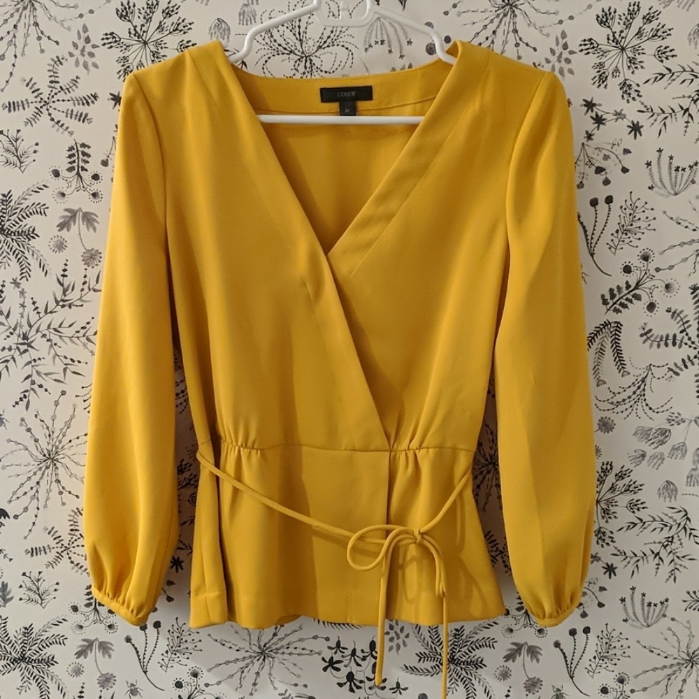 J. Crew Drapery Crepe Faux Wrap Top